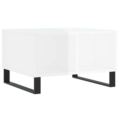 Tavolino Salotto Bianco Lucido 60x50x36,5 cm Legno Multistrato | homemem39
