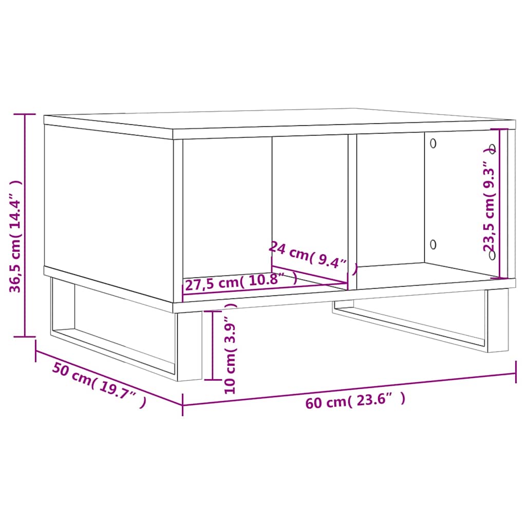 Tavolino Salotto Bianco Lucido 60x50x36,5 cm Legno Multistrato | homemem39