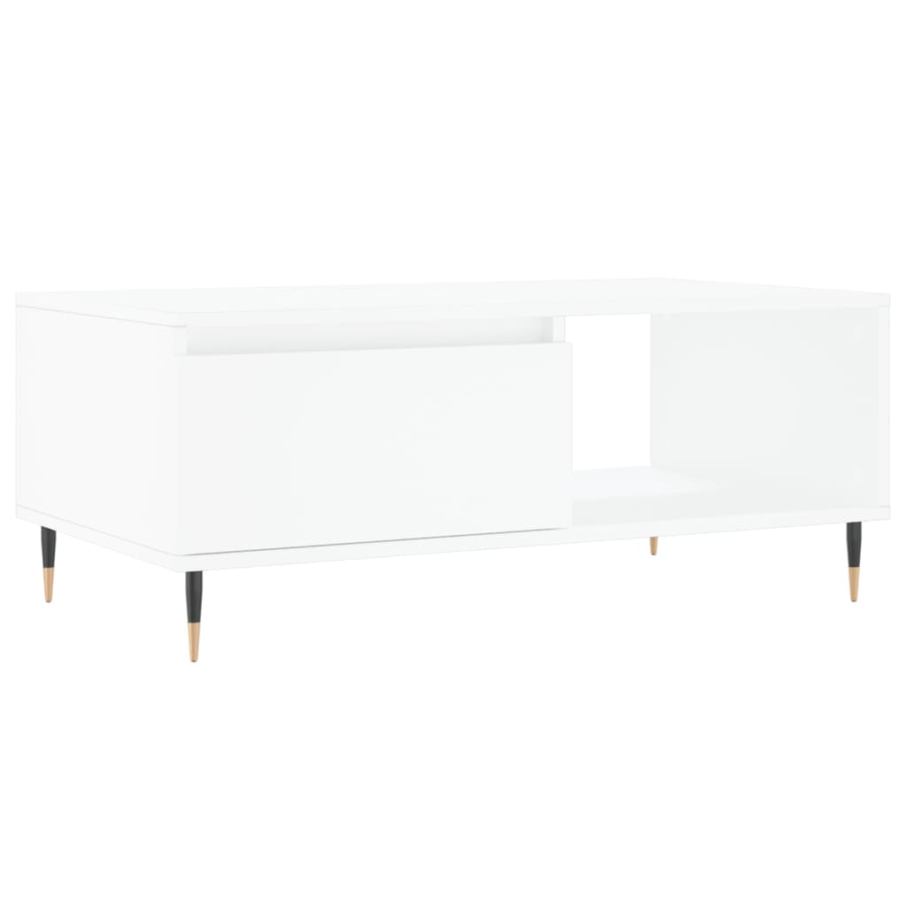 Tavolino da Salotto Bianco 90x50x36,5 cm in Legno Multistrato | homemem39