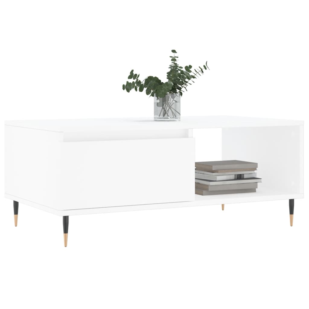 Tavolino da Salotto Bianco 90x50x36,5 cm in Legno Multistrato | homemem39