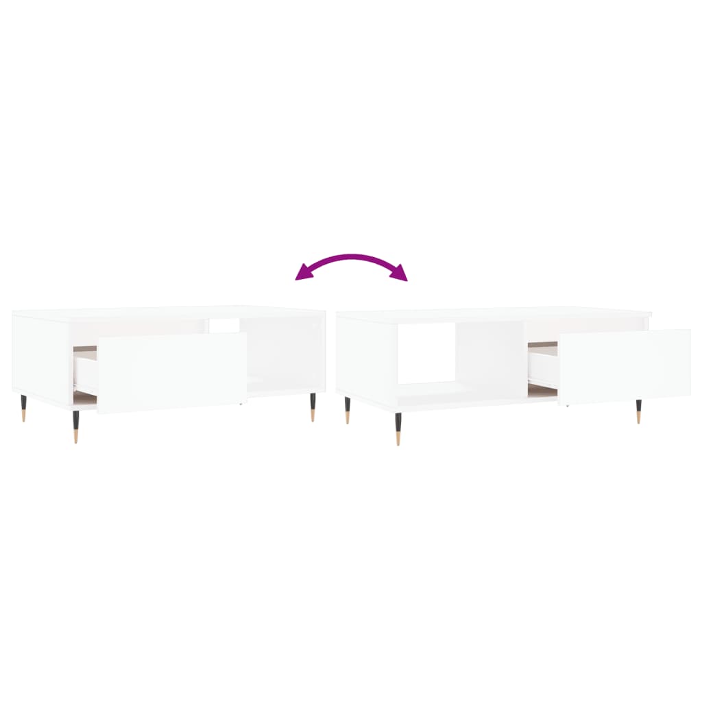 Tavolino da Salotto Bianco 90x50x36,5 cm in Legno Multistrato | homemem39