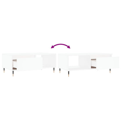 Tavolino da Salotto Bianco 90x50x36,5 cm in Legno Multistrato | homemem39