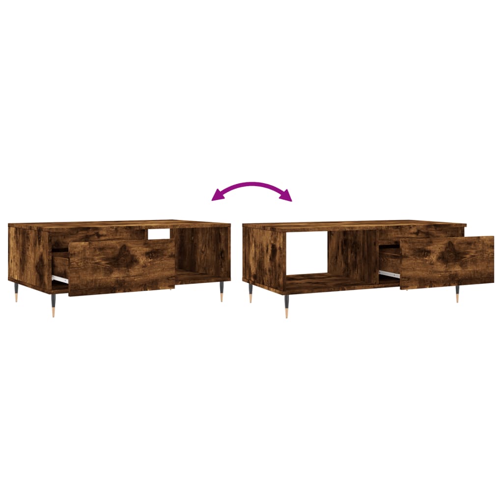 Tavolino da Salotto Rovere Fumo 90x50x36,5 cm Legno Multistrato | homemem39
