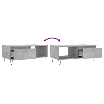 Tavolino Salotto Grigio Cemento 90x50x36,5 cm Legno Multistrato