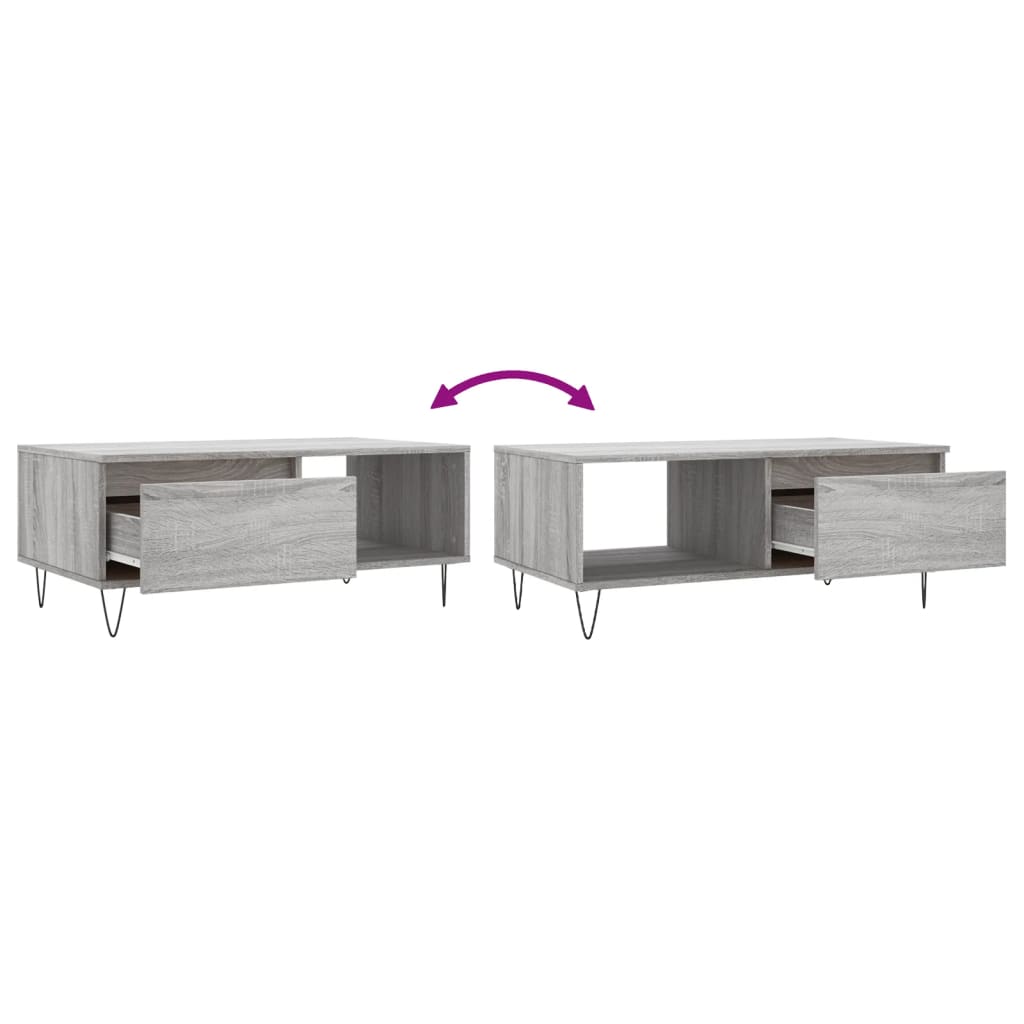 Tavolino Salotto Grigio Sonoma 90x50x36,5 cm Legno Multistrato | homemem39