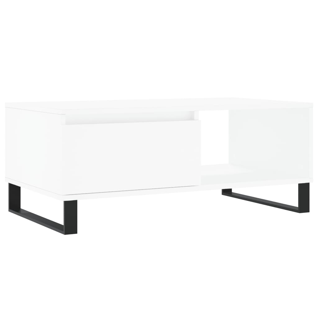 Tavolino da Salotto Bianco 90x50x36,5 cm in Legno Multistrato | homemem39