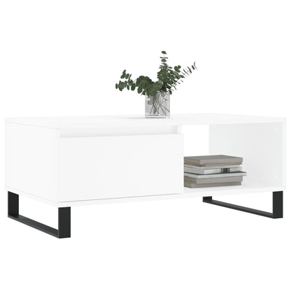 Tavolino da Salotto Bianco 90x50x36,5 cm in Legno Multistrato | homemem39