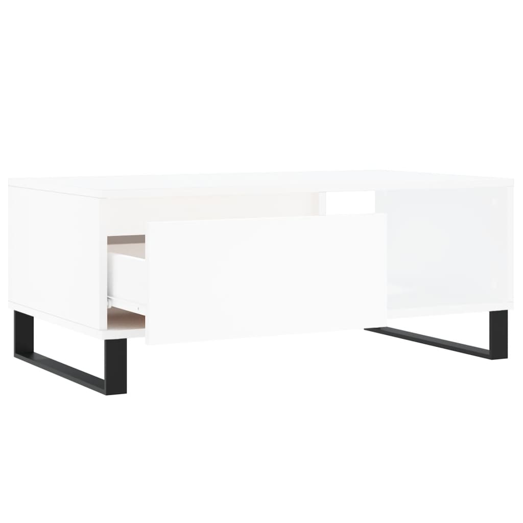 Tavolino da Salotto Bianco 90x50x36,5 cm in Legno Multistrato | homemem39