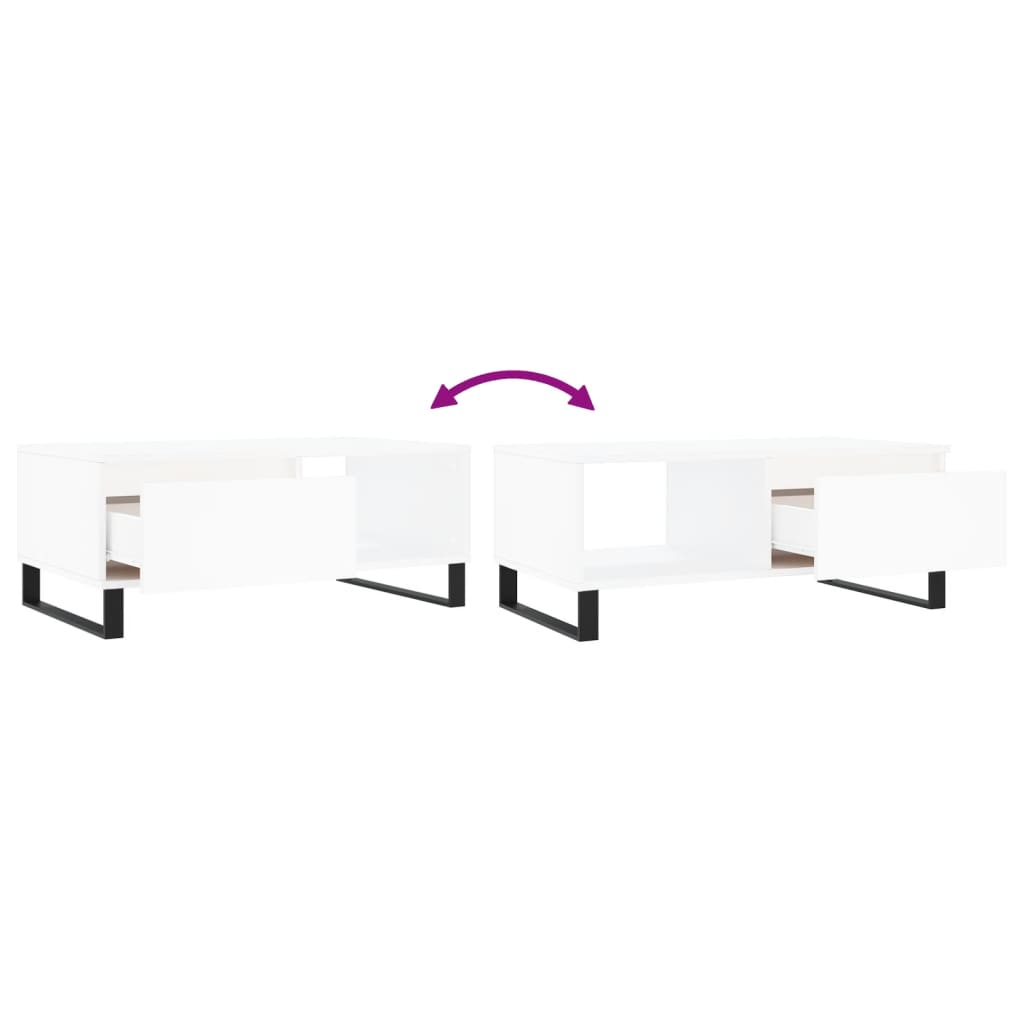 Tavolino da Salotto Bianco 90x50x36,5 cm in Legno Multistrato | homemem39