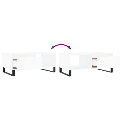 Tavolino da Salotto Bianco 90x50x36,5 cm in Legno Multistrato | homemem39