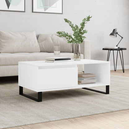 Tavolino da Salotto Bianco 90x50x36,5 cm in Legno Multistrato | homemem39