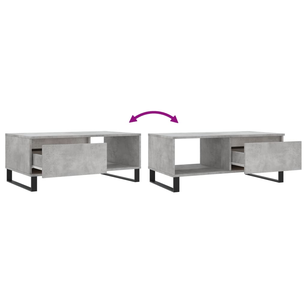 Tavolino Salotto Grigio Cemento 90x50x36,5 cm Legno Multistrato | homemem39