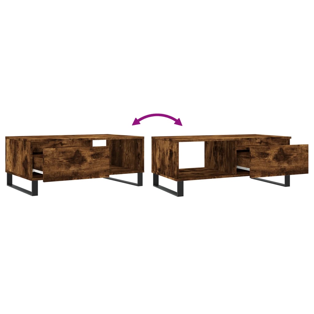 Tavolino da Salotto Rovere Fumo 90x50x36,5 cm Legno Multistrato | homemem39