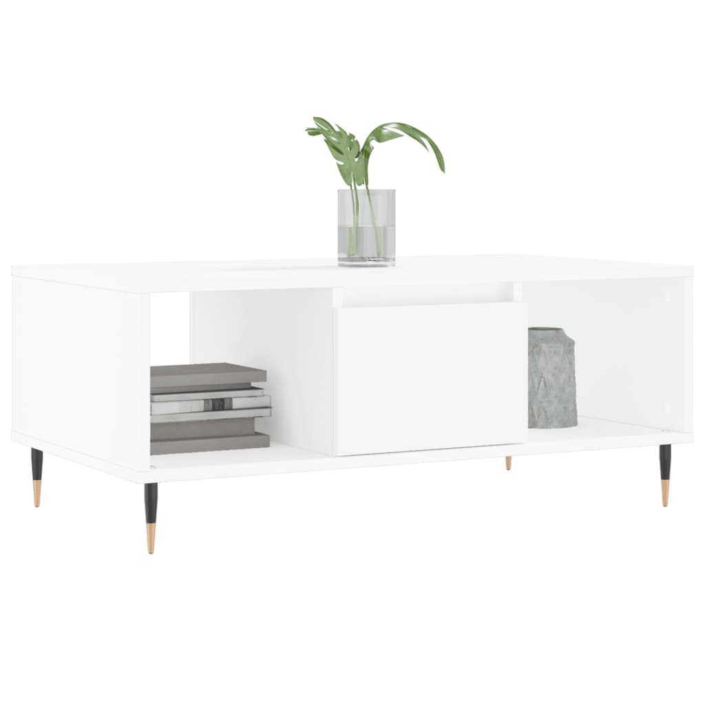 Tavolino da Salotto Bianco 90x50x36,5 cm in Legno Multistrato | homemem39
