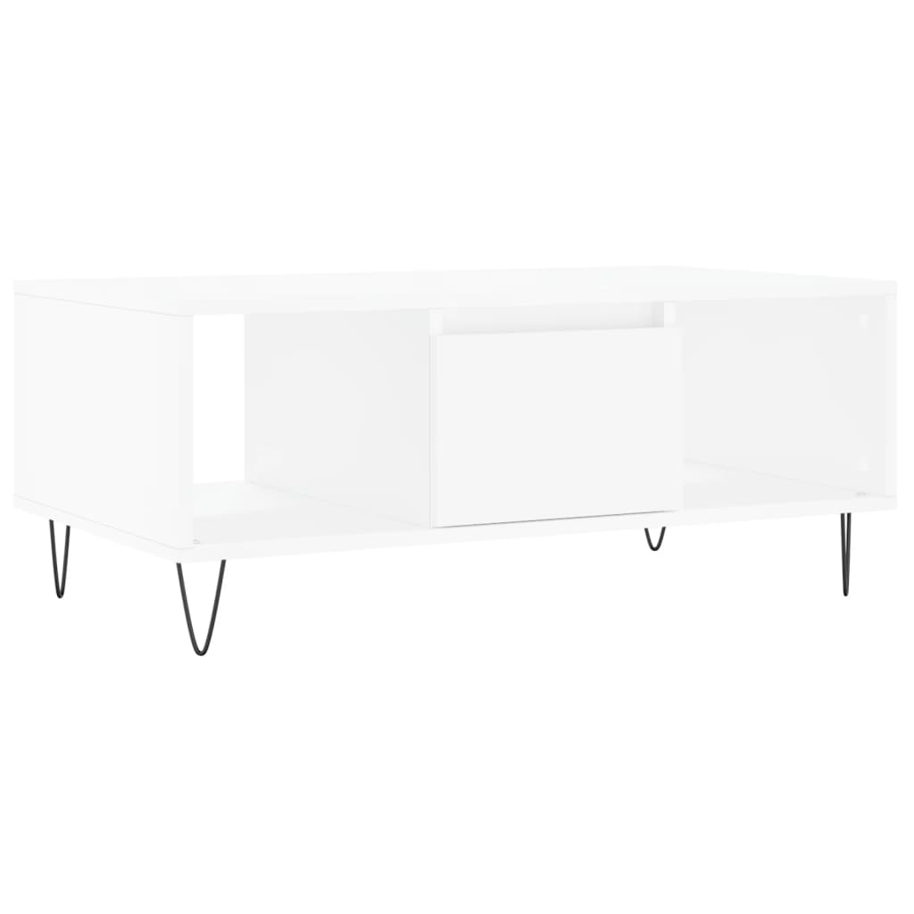 Tavolino da Salotto Bianco 90x50x36,5 cm in Legno Multistrato | homemem39