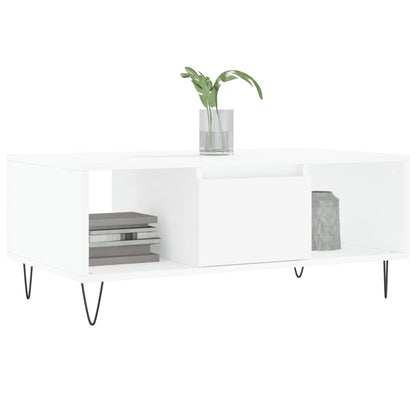 Tavolino da Salotto Bianco 90x50x36,5 cm in Legno Multistrato | homemem39
