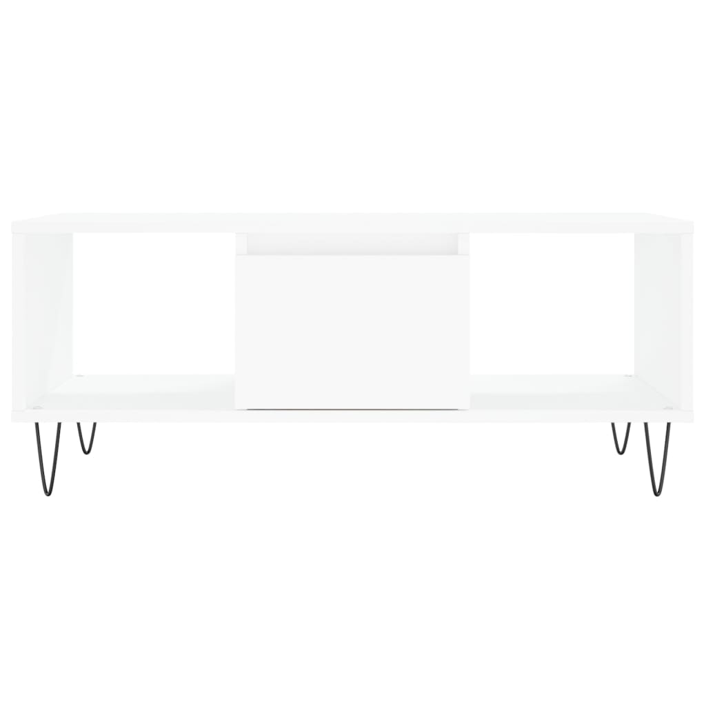Tavolino da Salotto Bianco 90x50x36,5 cm in Legno Multistrato | homemem39