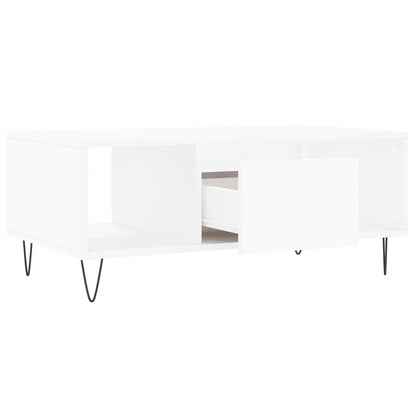 Tavolino da Salotto Bianco 90x50x36,5 cm in Legno Multistrato | homemem39