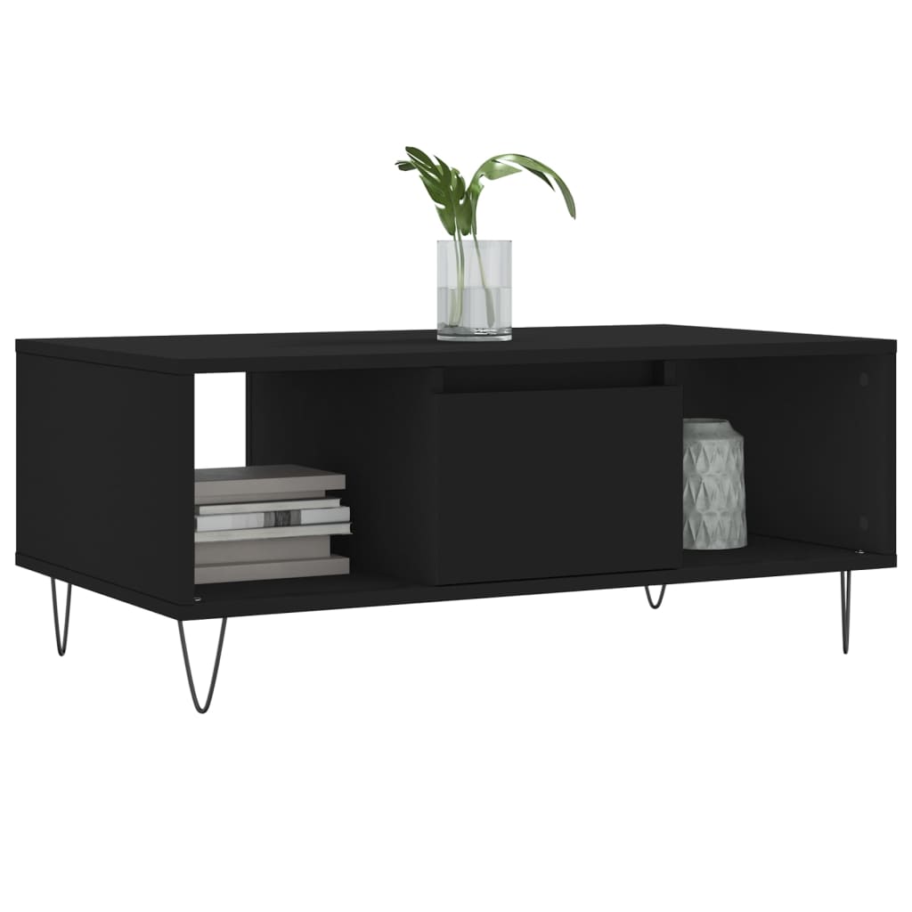 Tavolino da Salotto Nero 90x50x36,5 cm in Legno Multistrato | homemem39