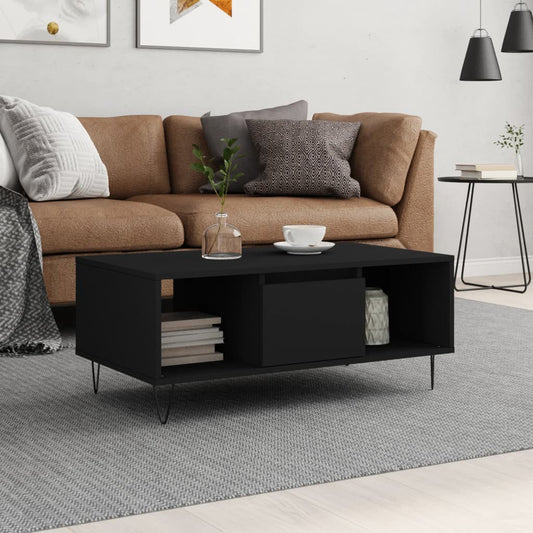 Tavolino da Salotto Nero 90x50x36,5 cm in Legno Multistrato | homemem39