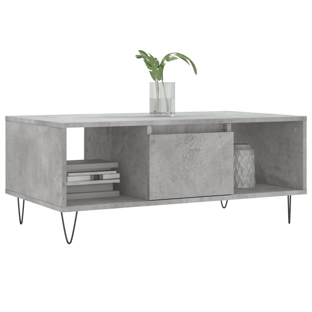 Tavolino Salotto Grigio Cemento 90x50x36,5 cm Legno Multistrato | homemem39