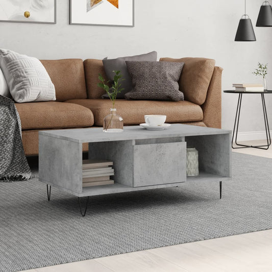 Tavolino Salotto Grigio Cemento 90x50x36,5 cm Legno Multistrato | homemem39
