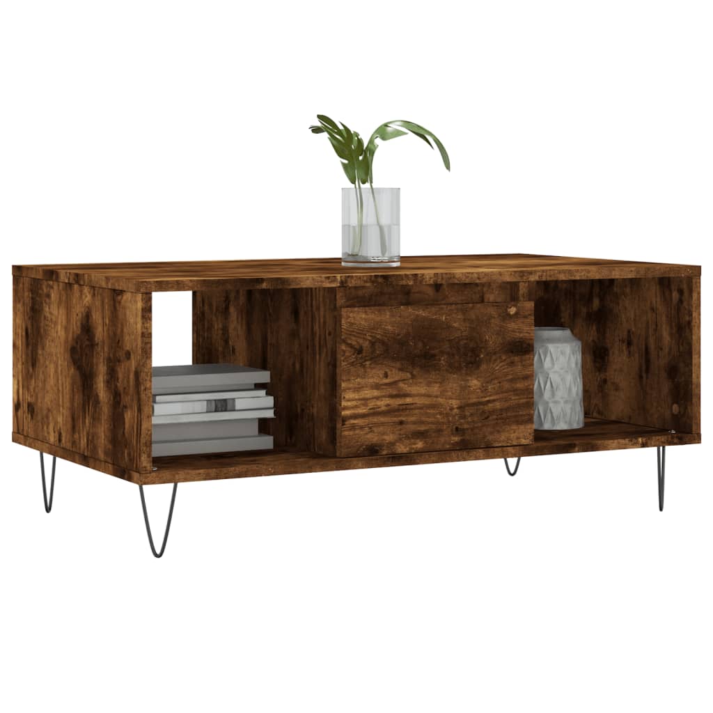 Tavolino da Salotto Rovere Fumo 90x50x36,5 cm Legno Multistrato | homemem39