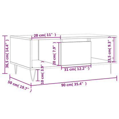 Tavolino da Salotto Rovere Fumo 90x50x36,5 cm Legno Multistrato | homemem39