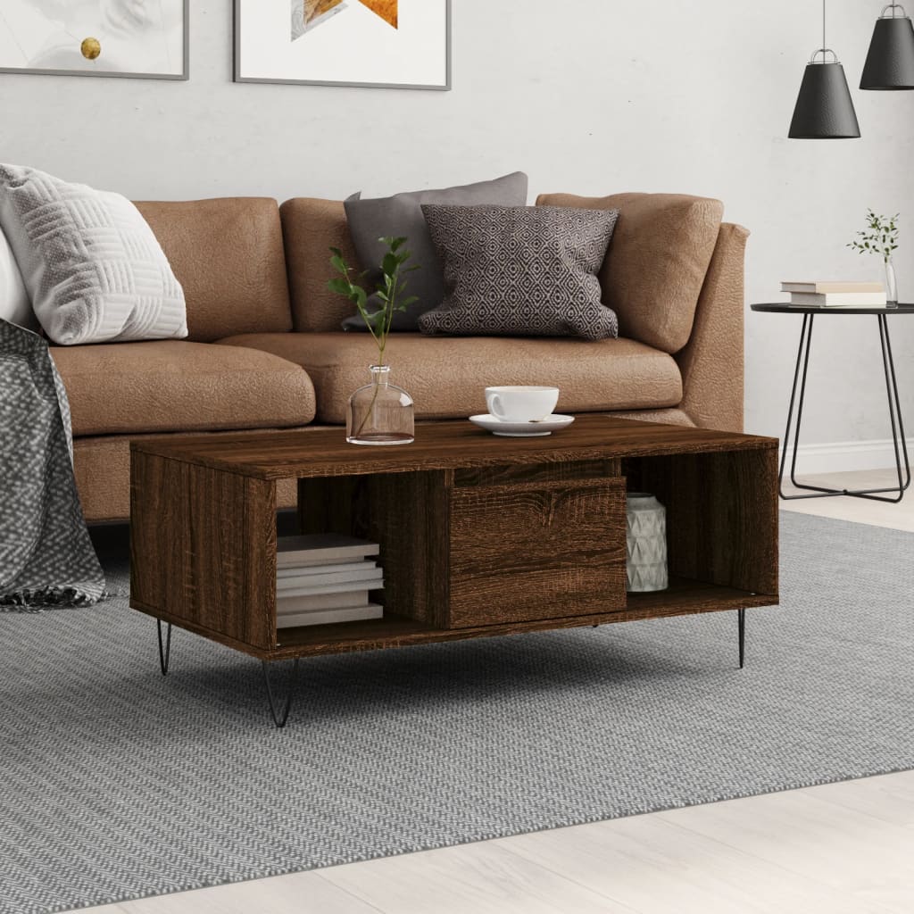 Tavolino da Salotto Rovere Marrone 90x50x36,5 cm in Multistrato | homemem39