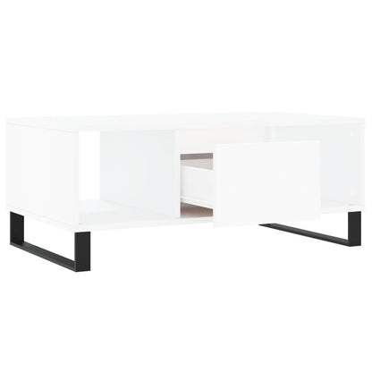 Tavolino da Salotto Bianco 90x50x36,5 cm in Legno Multistrato | homemem39