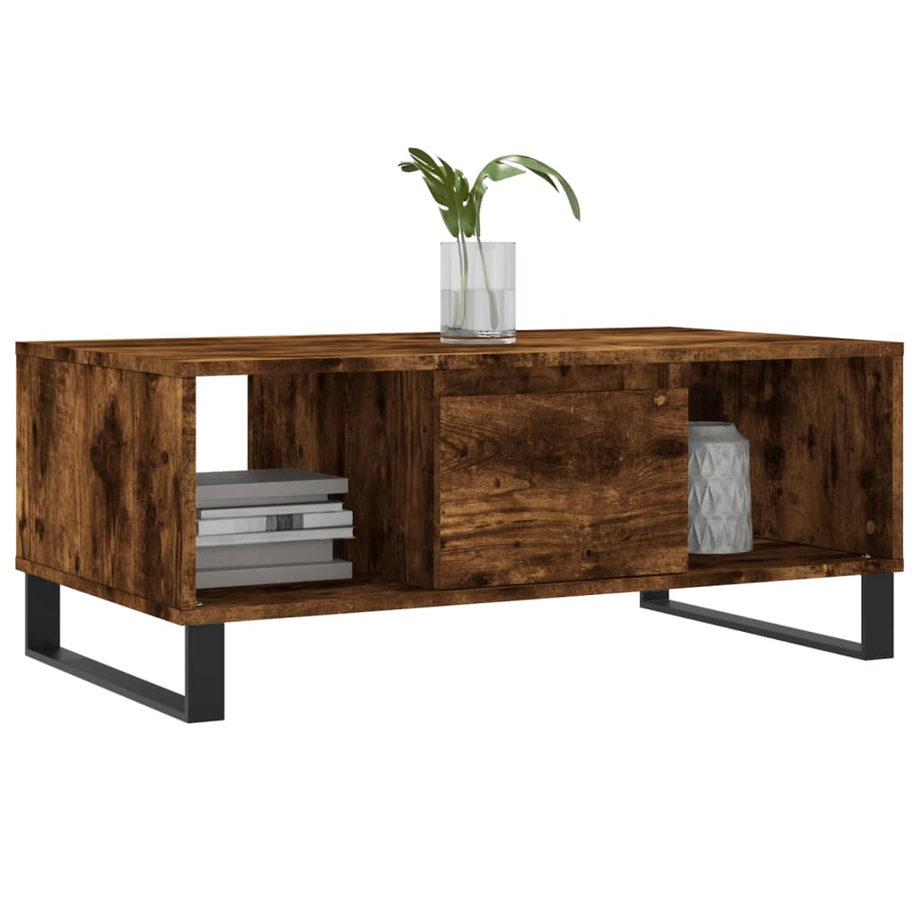 Tavolino da Salotto Rovere Fumo 90x50x36,5 cm Legno Multistrato | homemem39