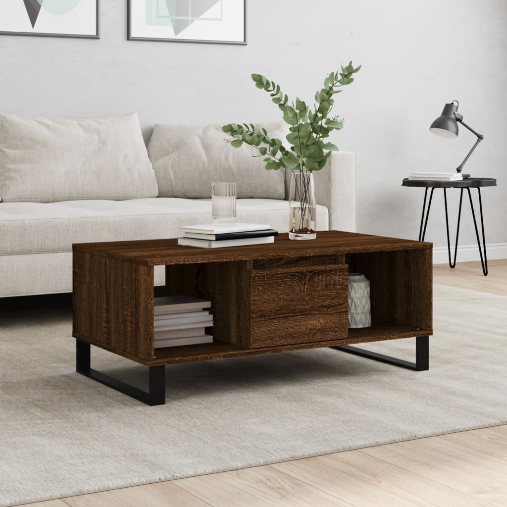Tavolino da Salotto Rovere Marrone 90x50x36,5 cm in Multistrato | homemem39