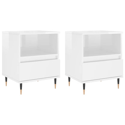 Comodini 2pz Bianco Lucido 40x35x50 cm in Legno Multistrato - homemem39