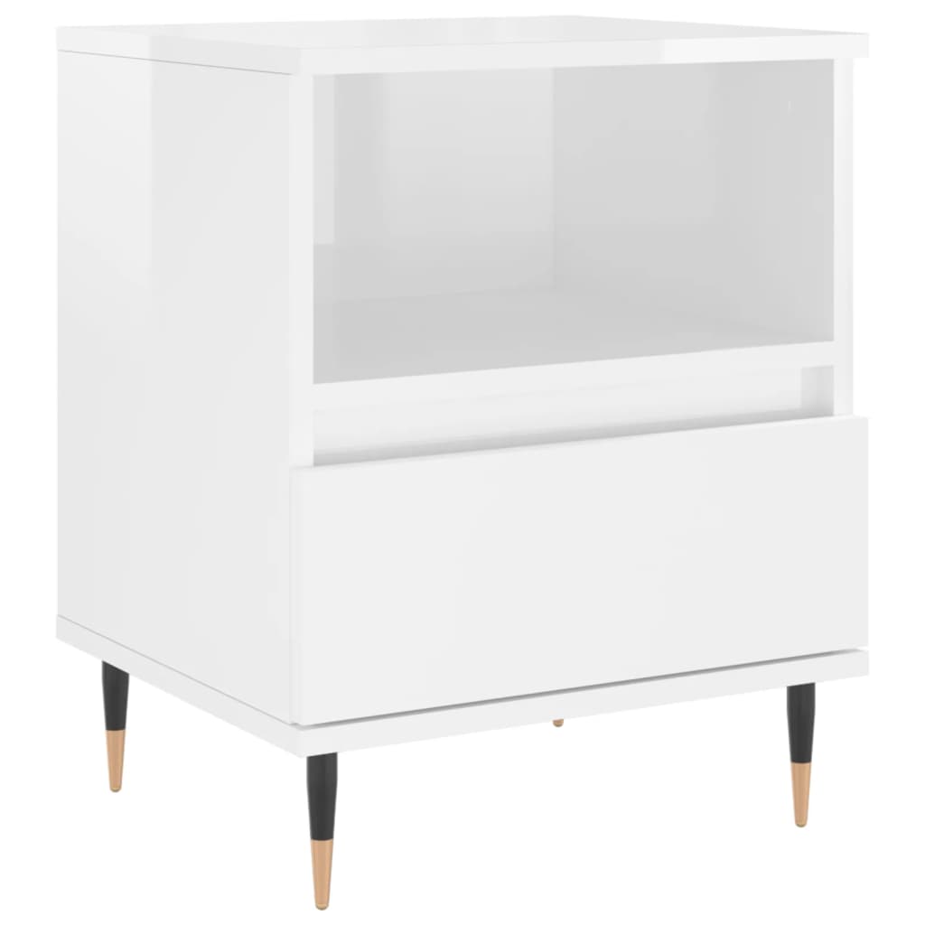 Comodini 2pz Bianco Lucido 40x35x50 cm in Legno Multistrato - homemem39