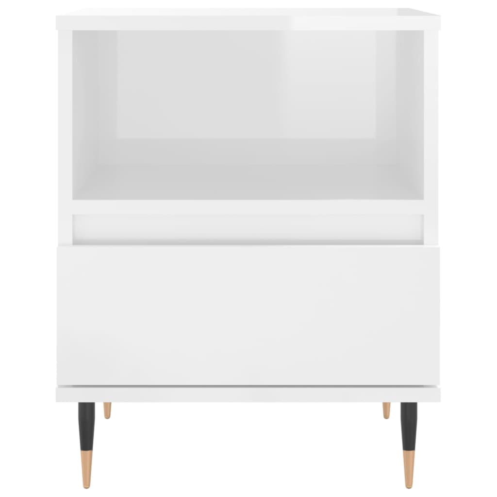 Comodini 2pz Bianco Lucido 40x35x50 cm in Legno Multistrato - homemem39