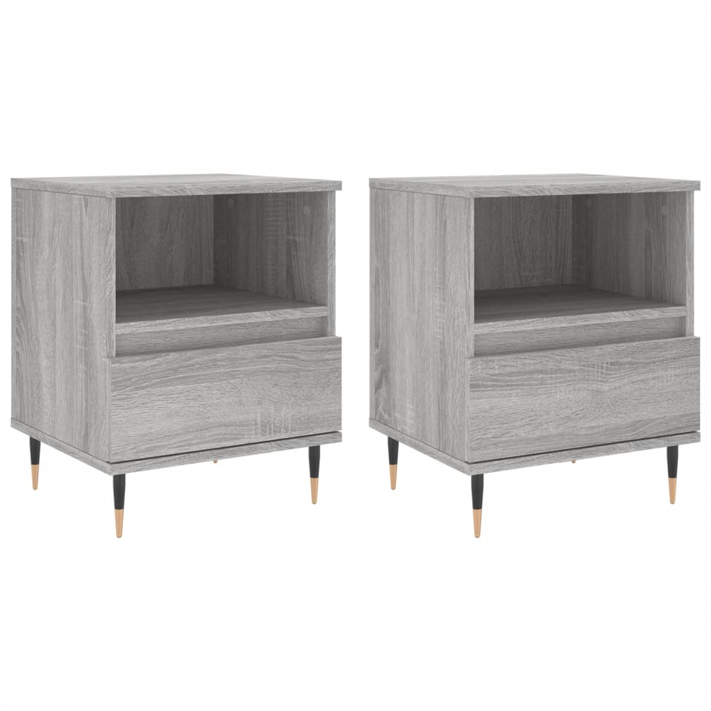 Comodini 2pz Grigio Sonoma 40x35x50 cm in Legno Multistrato - homemem39
