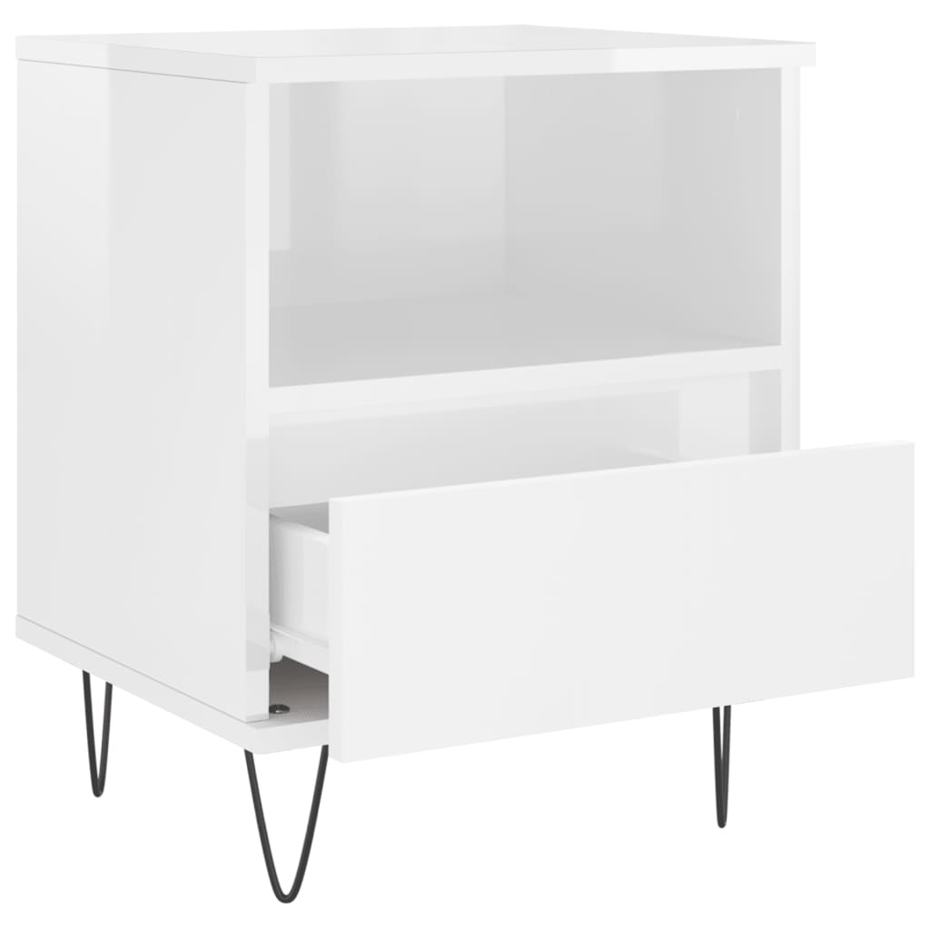Comodini 2pz Bianco Lucido 40x35x50 cm in Legno Multistrato - homemem39