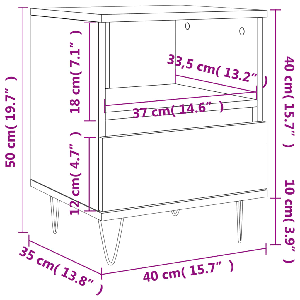 Comodino Rovere Sonoma 40x35x50 cm in Legno Multistrato | homemem39