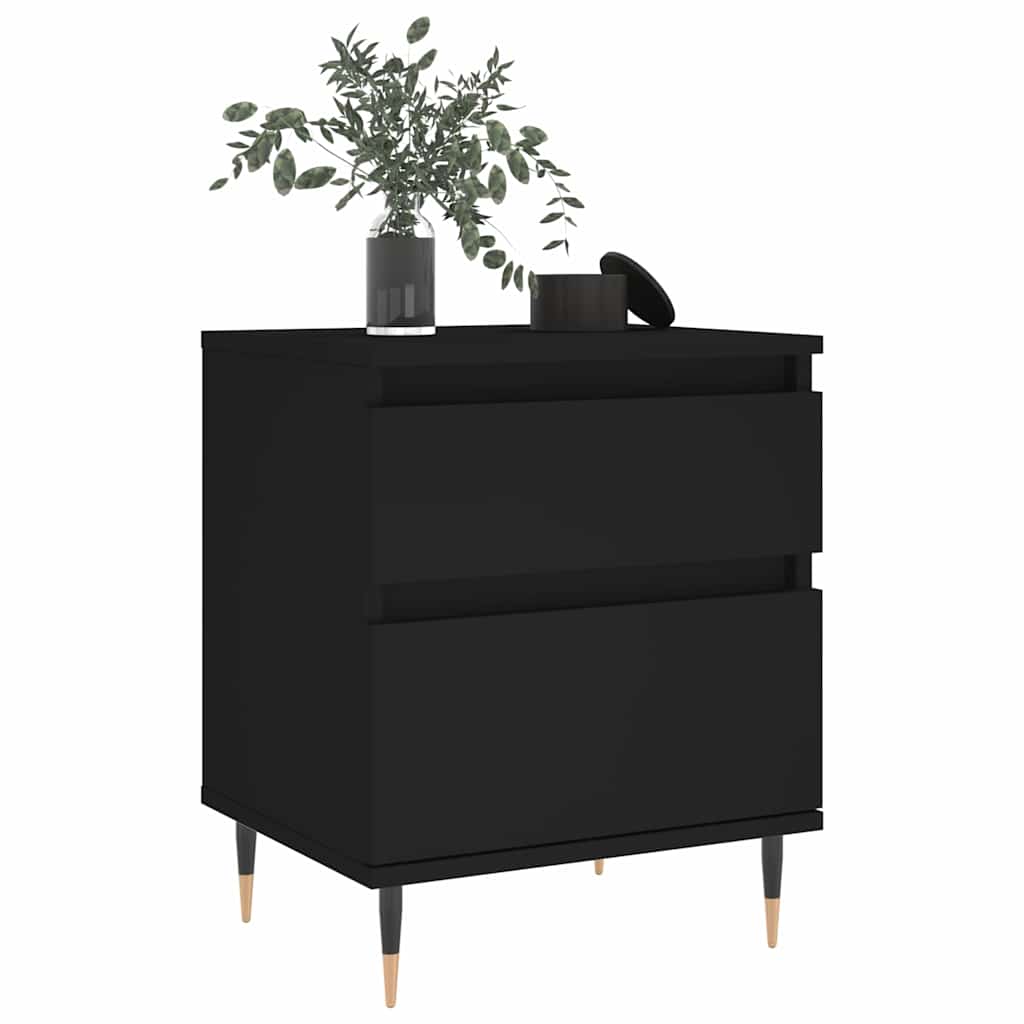 Comodino Nero 40x35x50 cm in Legno Multistrato | homemem39