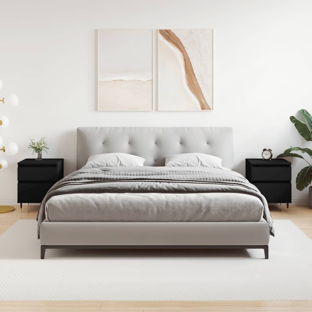 Comodini 2pz Neri 40x35x50 cm in Legno Multistrato - homemem39