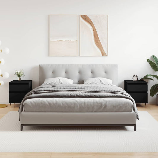 Comodini 2pz Neri 40x35x50 cm in Legno Multistrato - homemem39