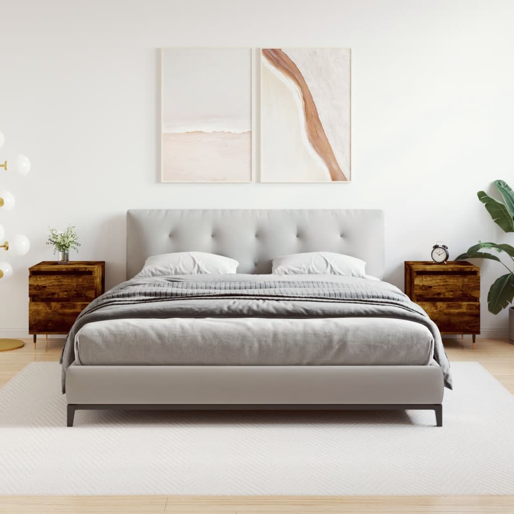 Comodini 2pz Rovere Fumo 40x35x50 cm in Legno Multistrato - homemem39