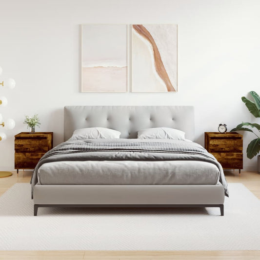 Comodini 2pz Rovere Fumo 40x35x50 cm in Legno Multistrato - homemem39