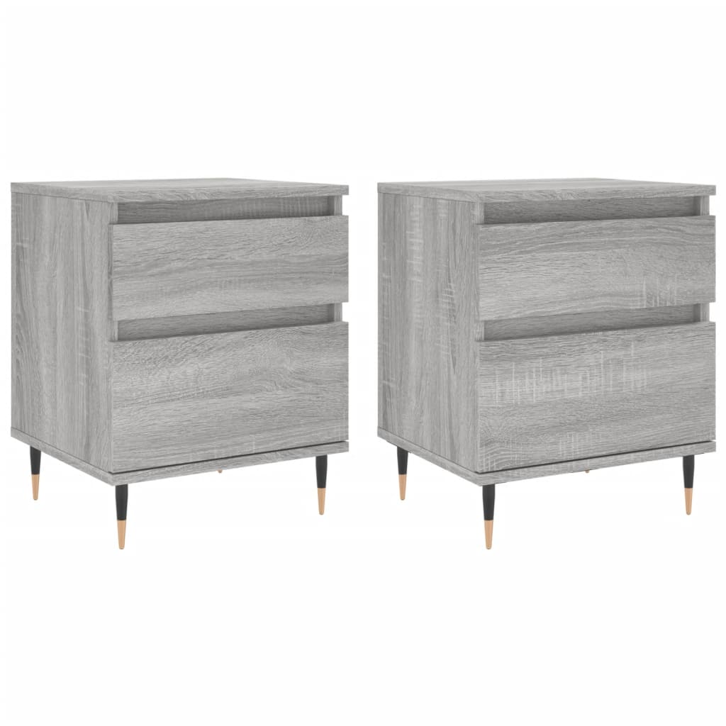 Comodini 2pz Grigio Sonoma 40x35x50 cm in Legno Multistrato - homemem39