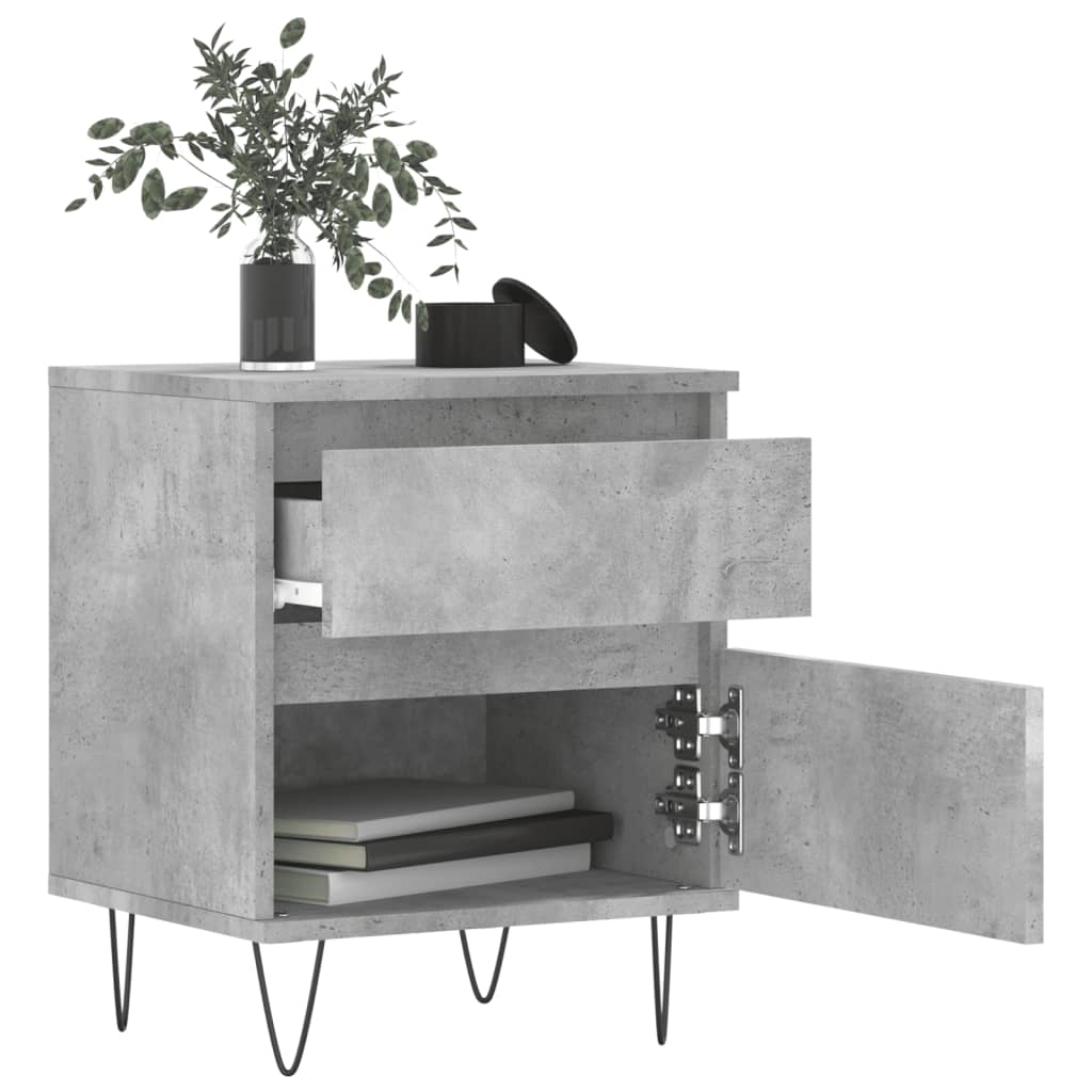 Comodino Grigio Cemento 40x35x50 cm in Legno Multistrato | homemem39