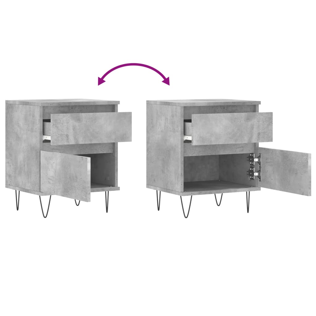 Comodino Grigio Cemento 40x35x50 cm in Legno Multistrato | homemem39