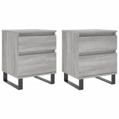 Comodini 2pz Grigio Sonoma 40x35x50 cm in Legno Multistrato - homemem39