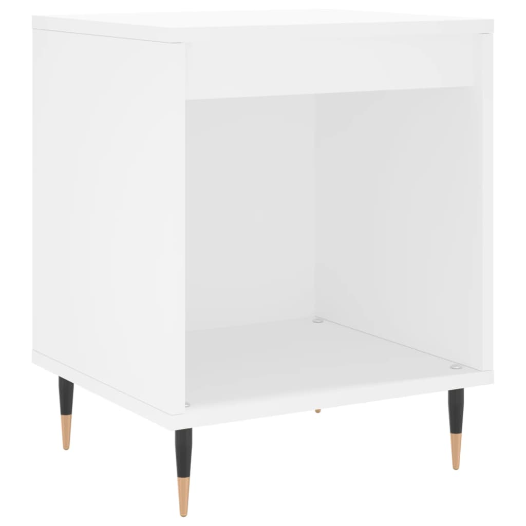 Comodini 2pz Bianchi 40x35x50 cm in legno multistrato