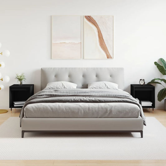 Comodini 2pz Neri 40x35x50 cm in Legno Multistrato - homemem39