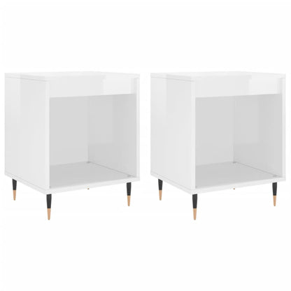 Comodini 2pz Bianco Lucido 40x35x50 cm in Legno Multistrato - homemem39